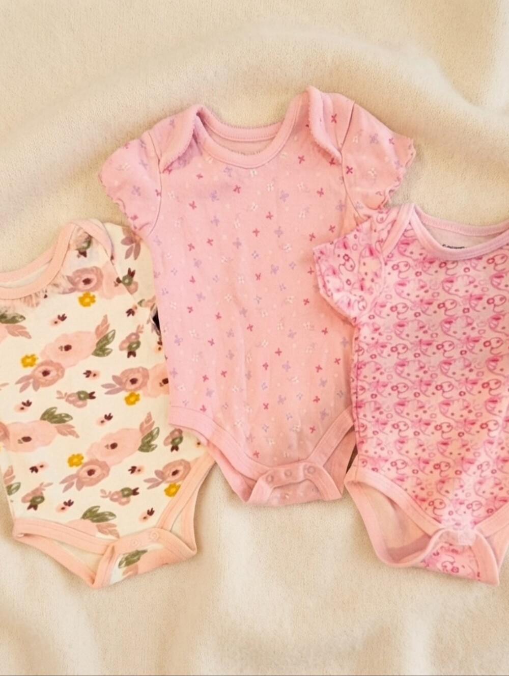 3-6M Pink Floral and Patterned Kids One Pieces Set